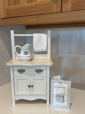 Pleasant company Samantha 1993 White Commode Cabinet w/ Towel Rack and Pitcher